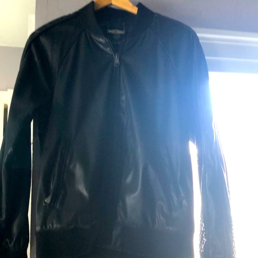 Fake leather women bomber jacket